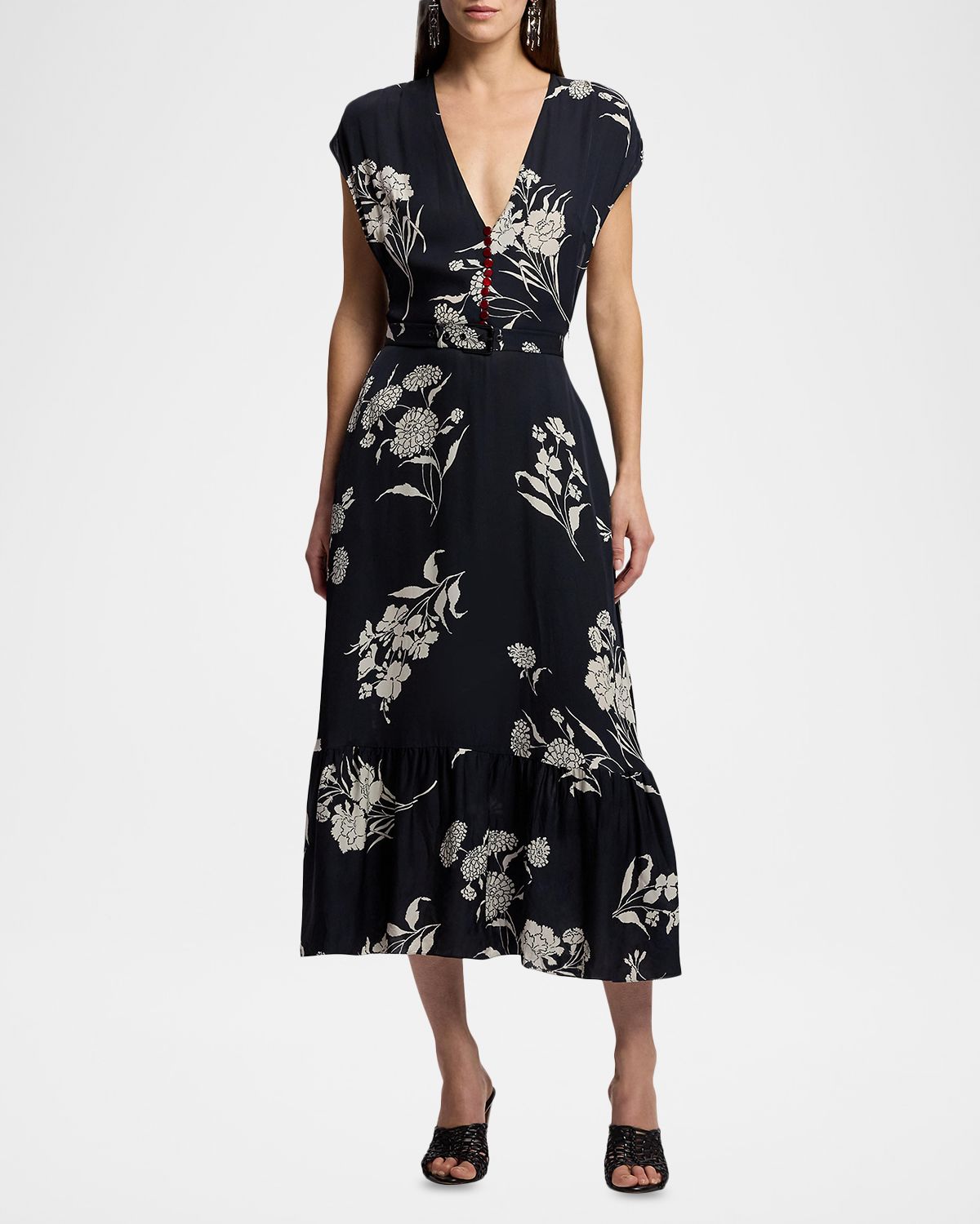 Ralph Lauren Collection Floral Sleeveless Button-Front Midi Dress