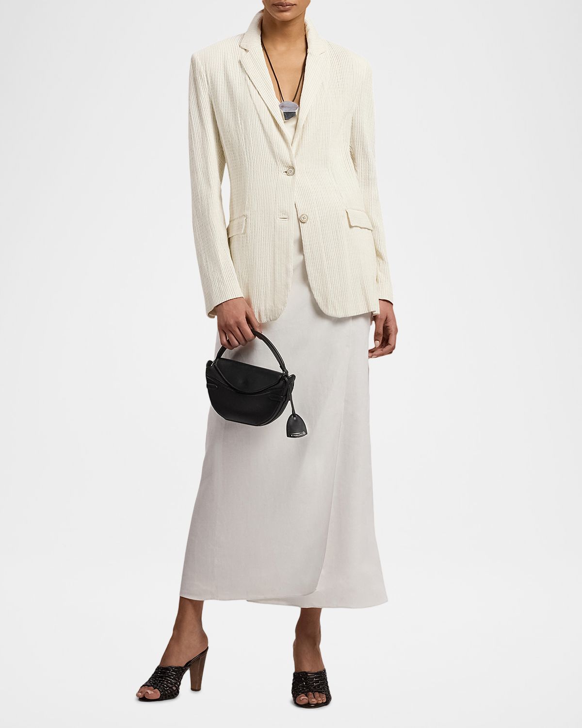 Ralph Lauren Collection Woven Leather Single-Breasted Blazer
