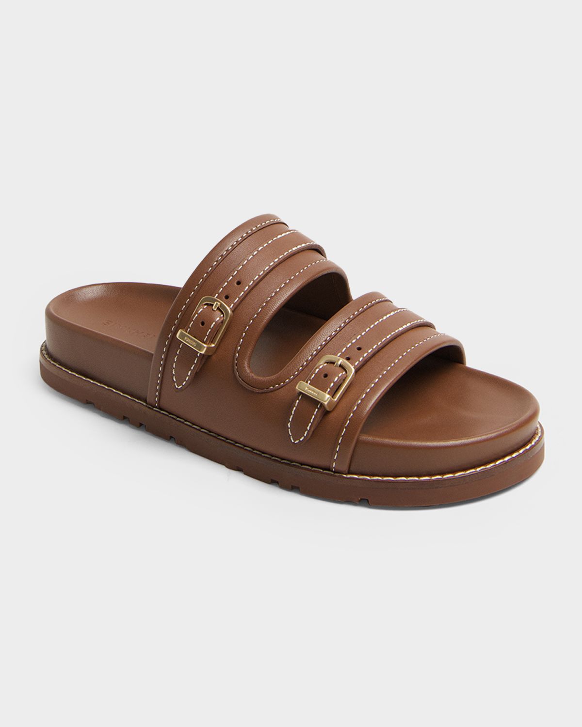 SIMKHAI Aura Leather Pool Slide Sandals