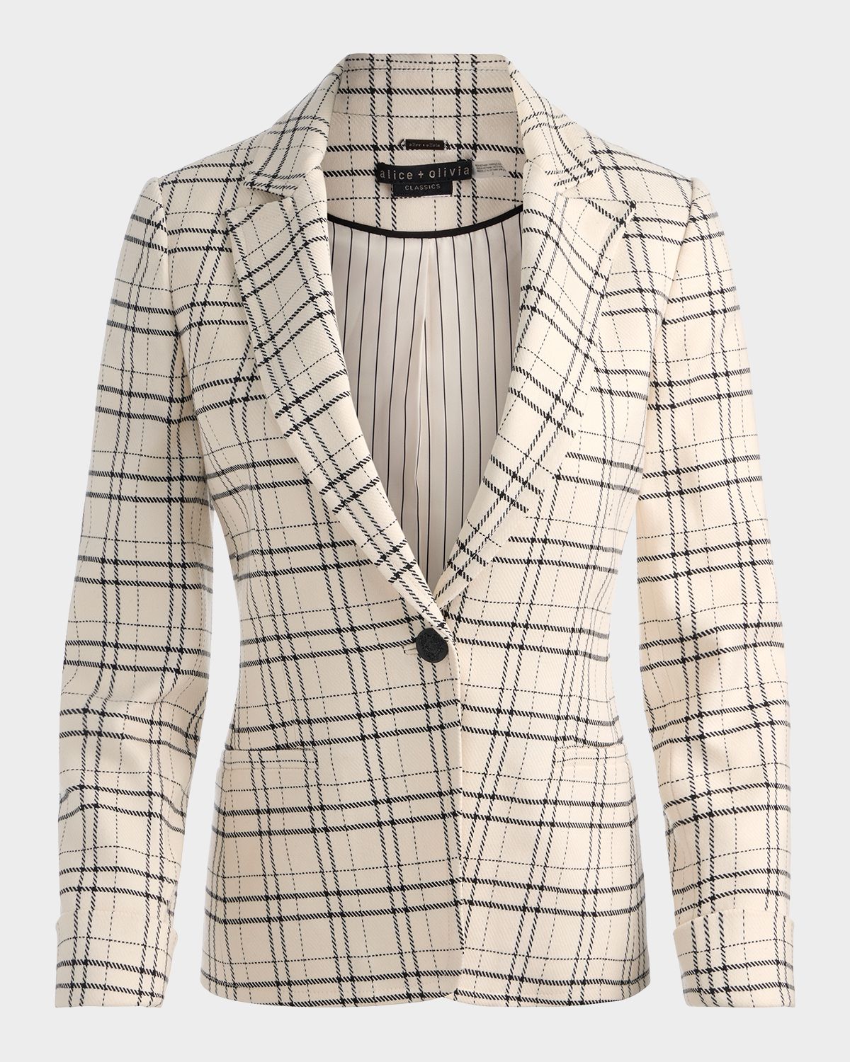 ALICE + OLIVIA Ryder Plaid Twill Slim Blazer