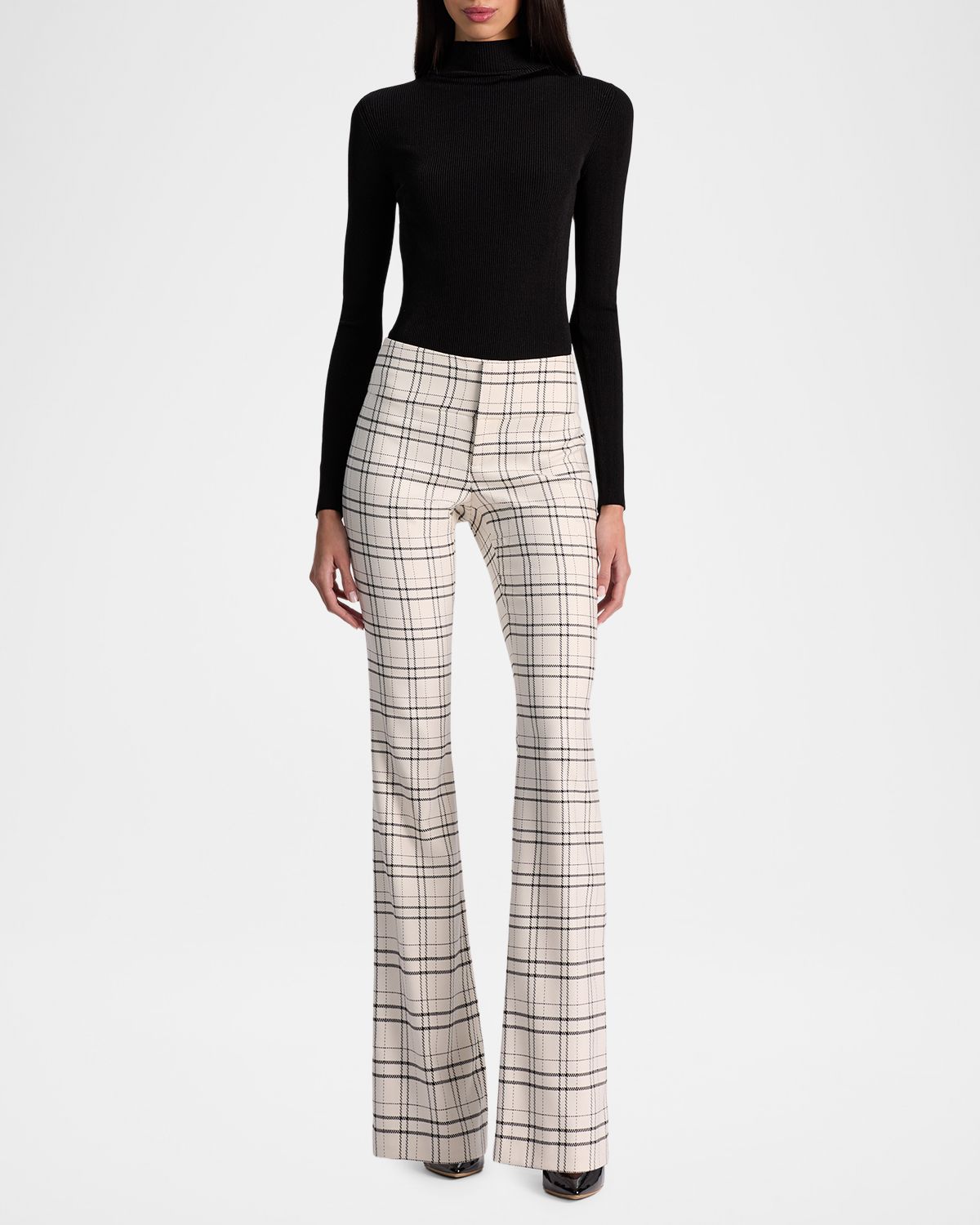 ALICE + OLIVIA Olivia Plaid Twill Bootcut Pants