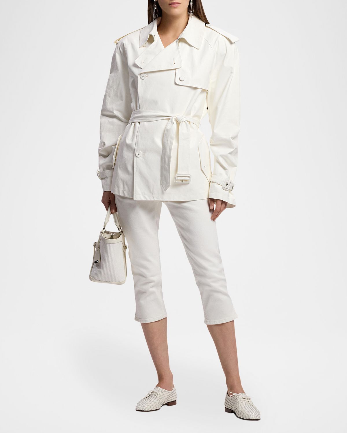 Ralph Lauren Collection Maiven Leather Cropped Trench Coat
