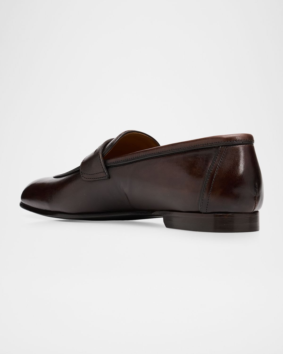 Kiton Men 's Calfskin Apron-Toe Penny Loafers