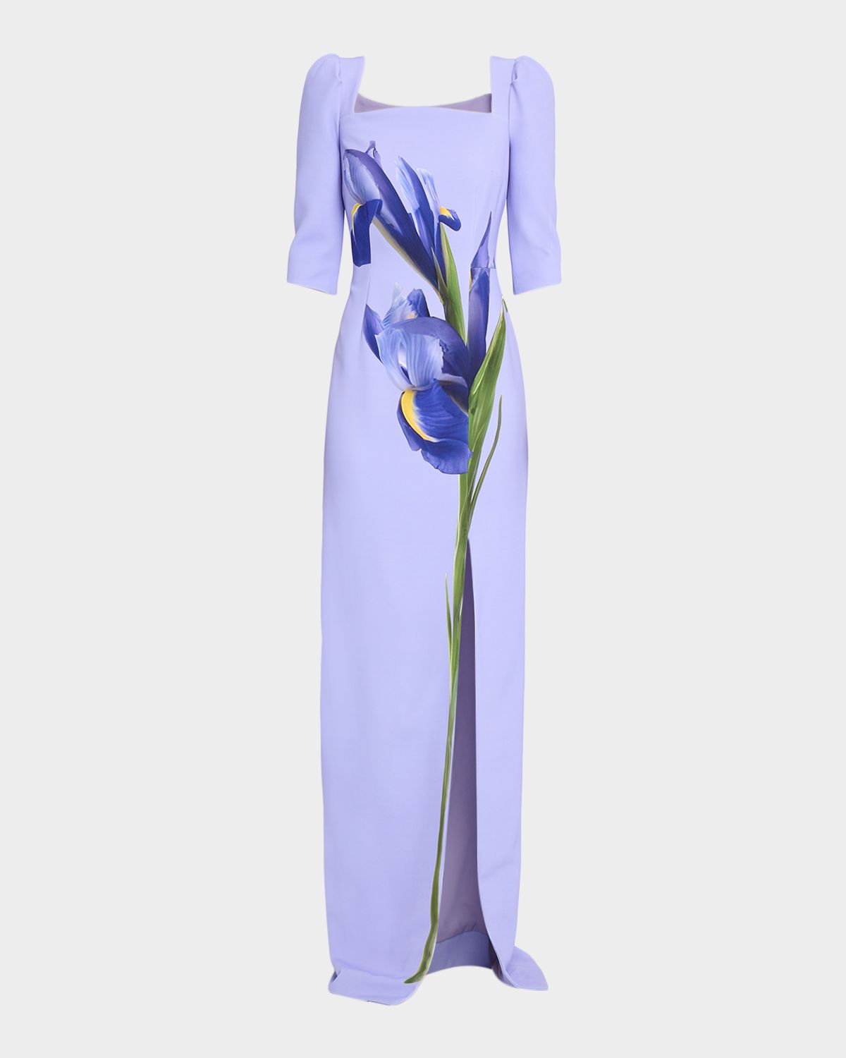 Rickie Freeman for Teri Jon Floral-Print Crepe Column Gown