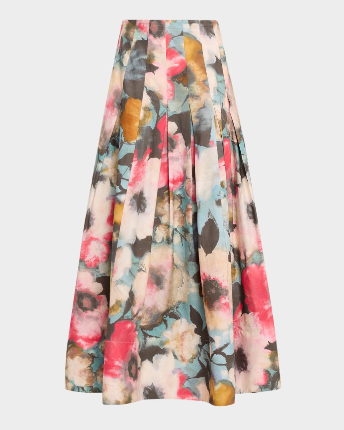 Lela Rose Floral Printed Cotton Midi Skirt