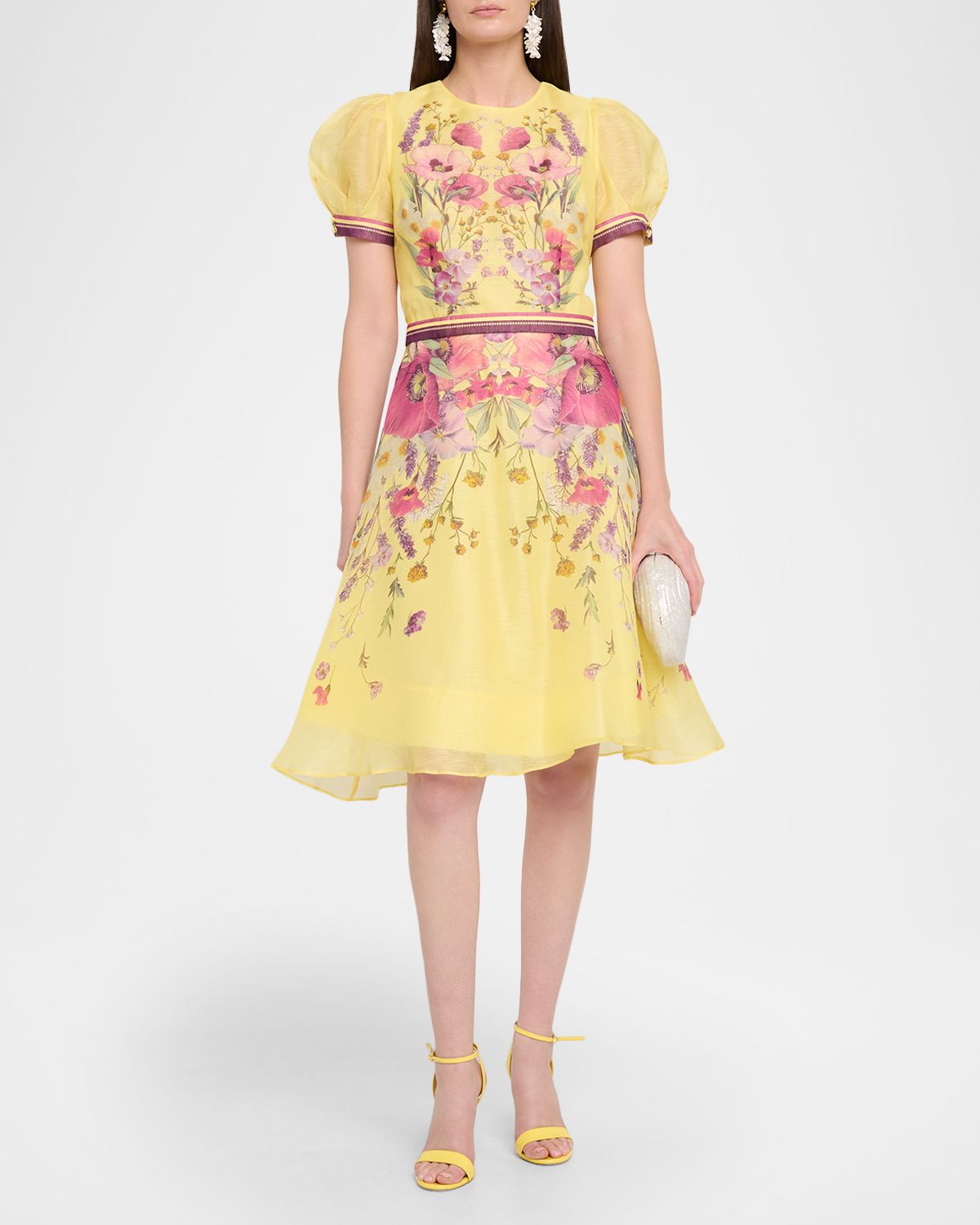 Rickie Freeman for Teri Jon Floral-Print Fit-&-Flare Mini Dress