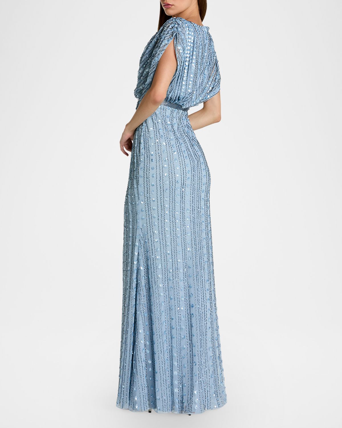 Mac Duggal Beaded Mesh Column Gown