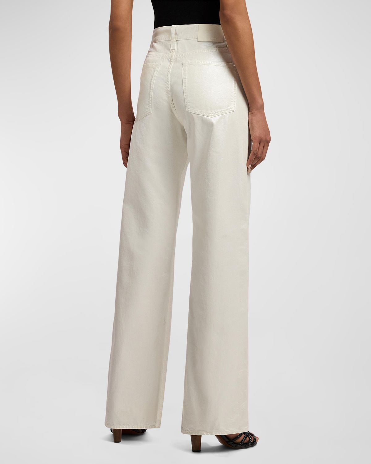 Ralph Lauren Collection Coated Cotton Denim Wide-Leg Jeans