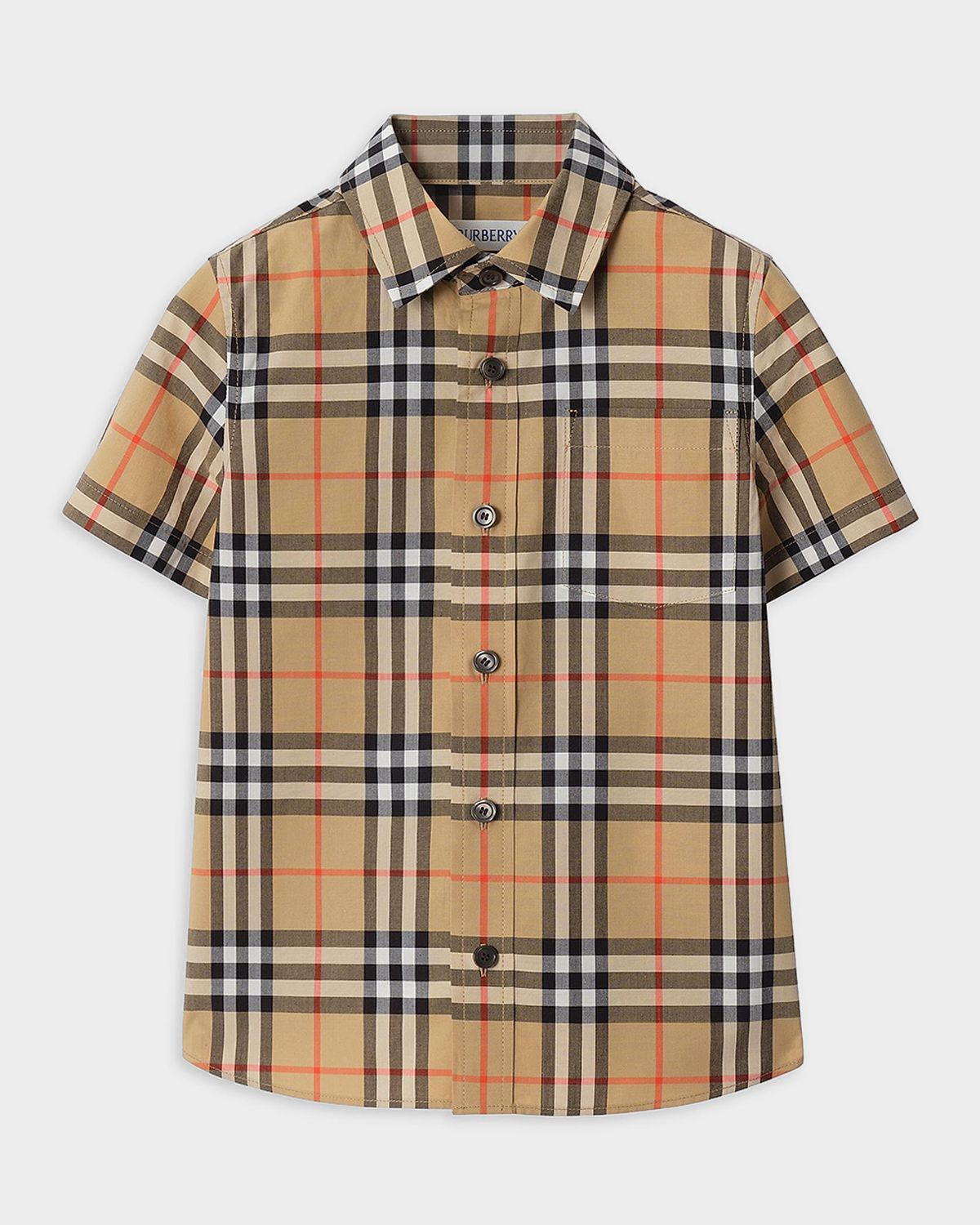 Burberry Boy 's Owen Short-Sleeve Check Cotton Shirt, Size 3-14
