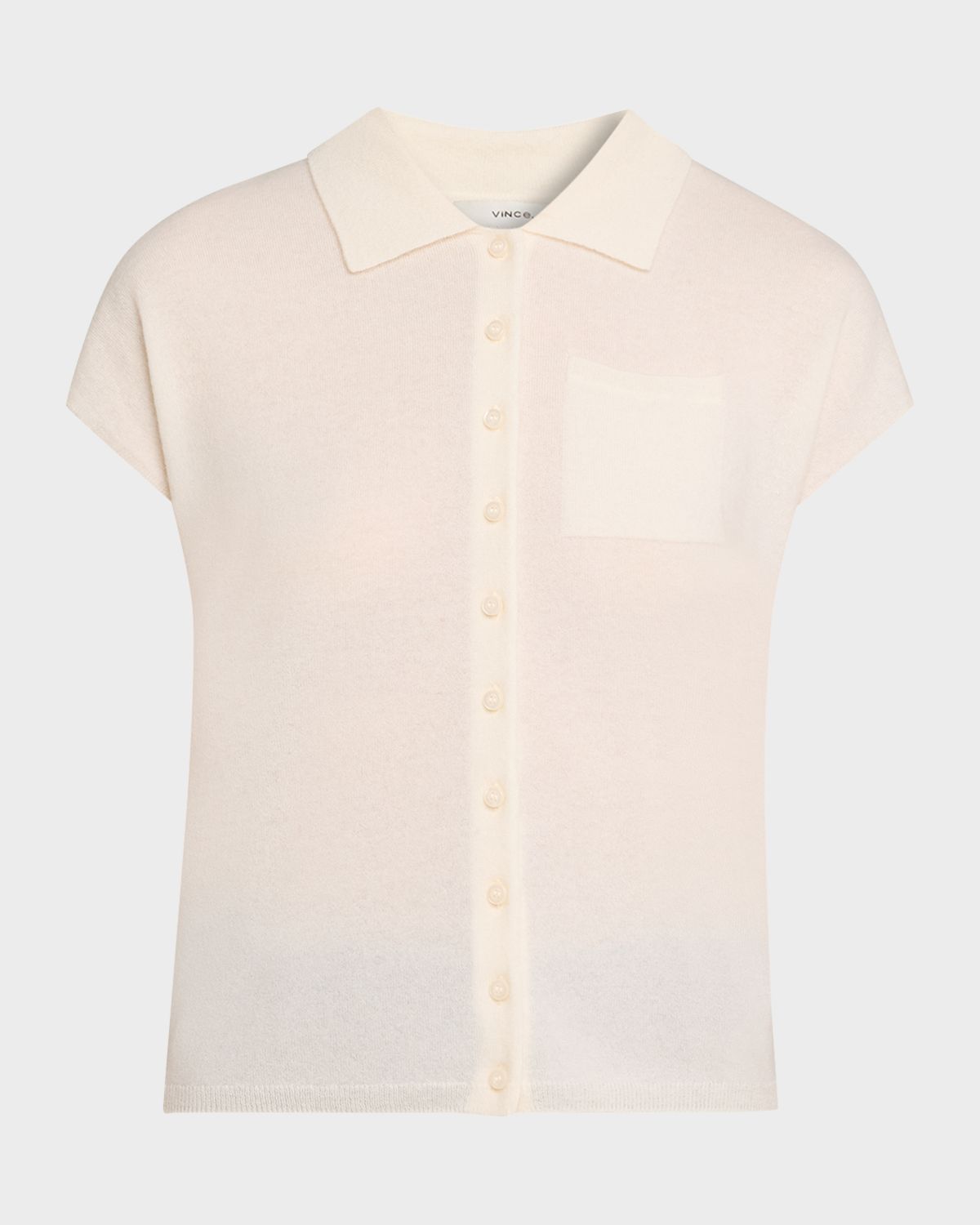 Vince Short-Sleeve Cashmere-Blend Polo Sweater