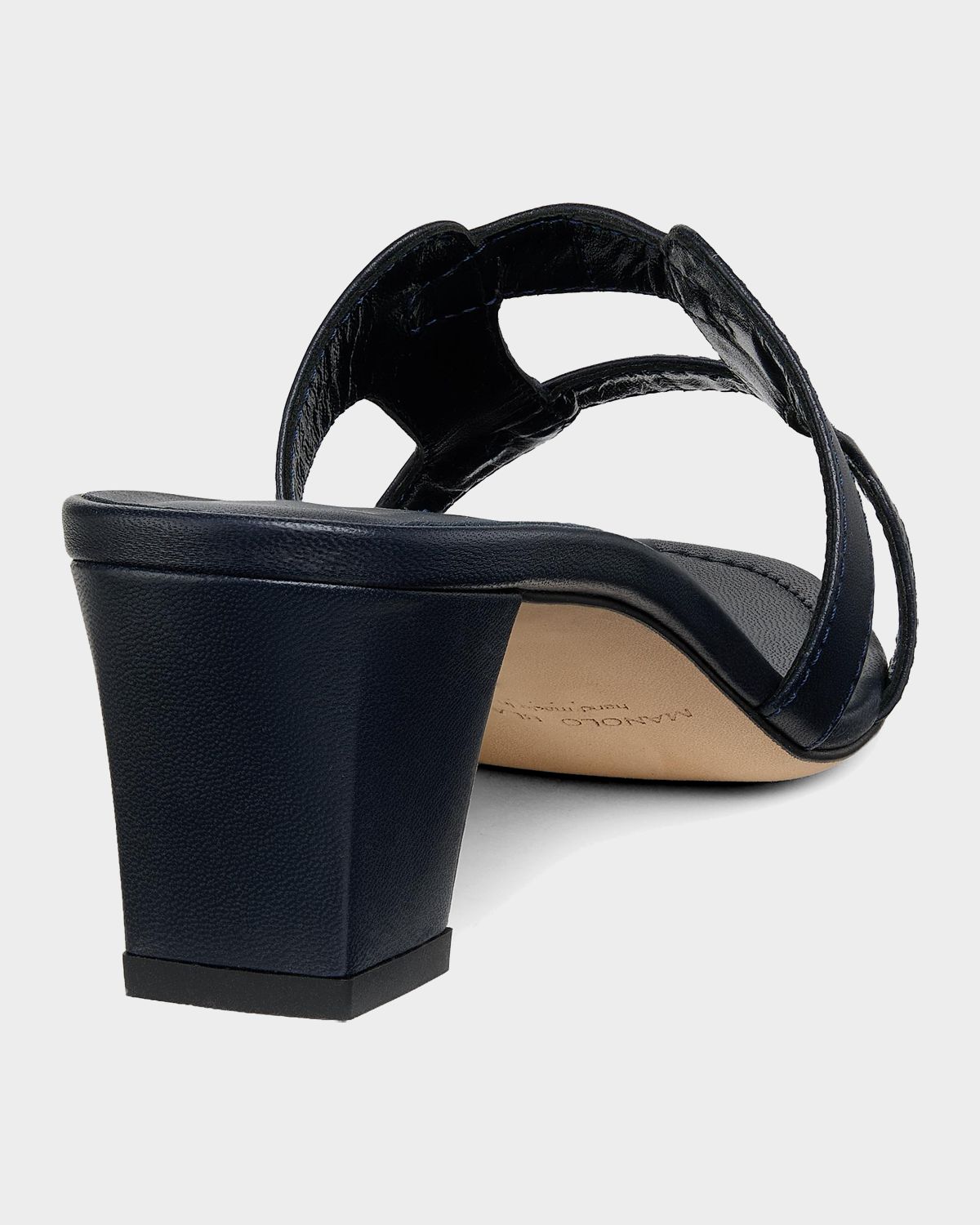 Manolo Blahnik 50mm Grellanu Leather Mule Sandals