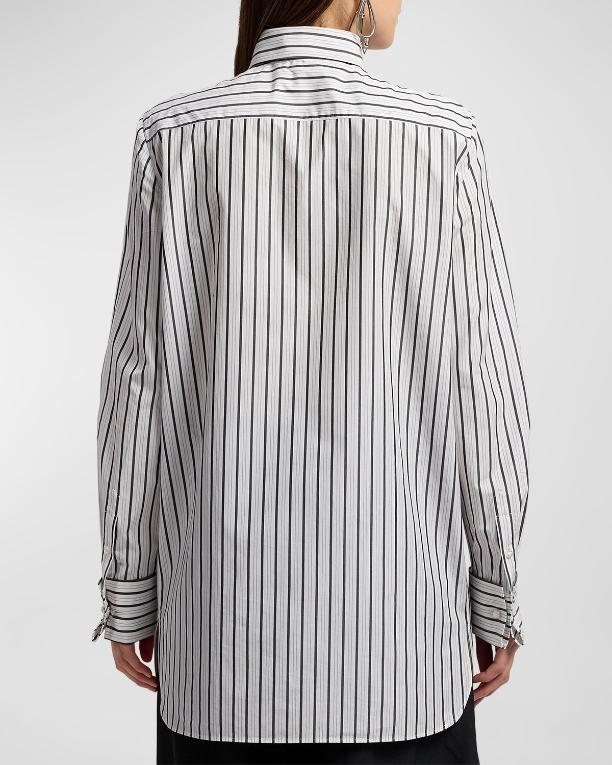 Ralph Lauren Collection Striped Cotton Poplin Bib-Front Shirt