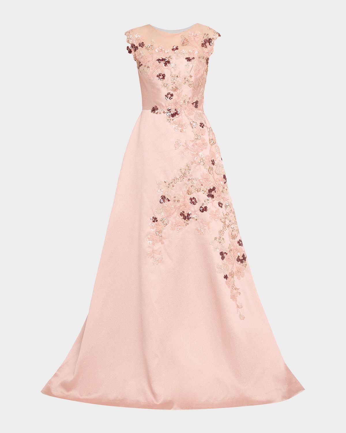 Rickie Freeman for Teri Jon Sequin Floral-Embroidered Jacquard Gown | Thumbnail 6
