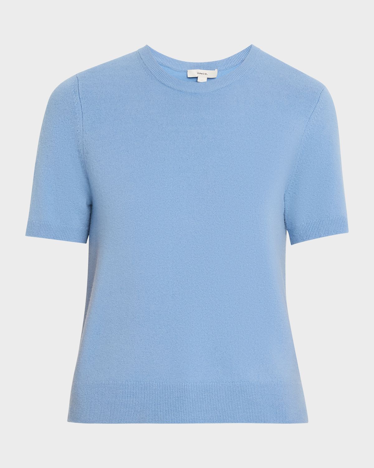 Vince Cashmere-Blend Short-Sleeve Crewneck Sweater
