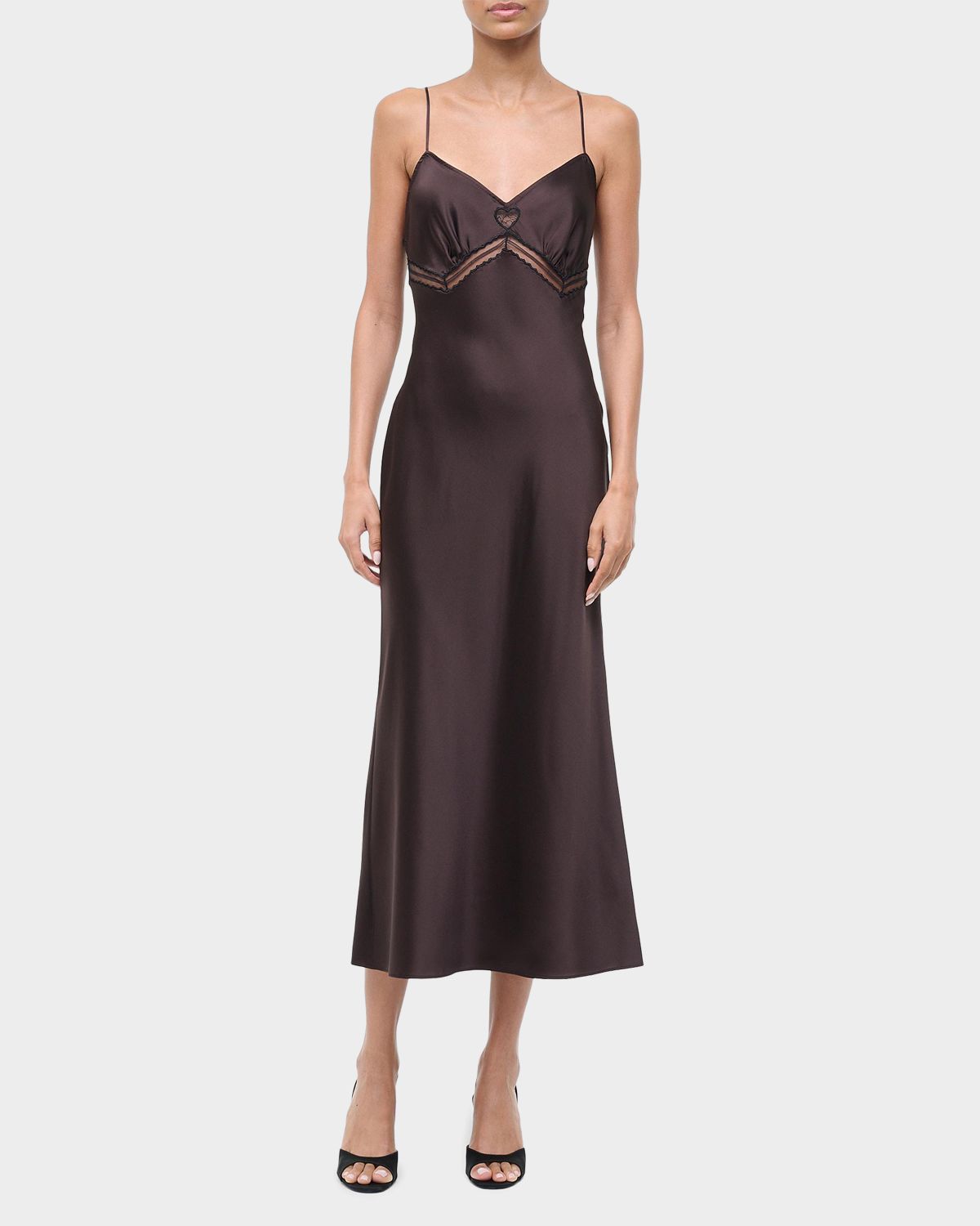 STAUD Terra Heart Silk Slip Dress - Women's Clothing