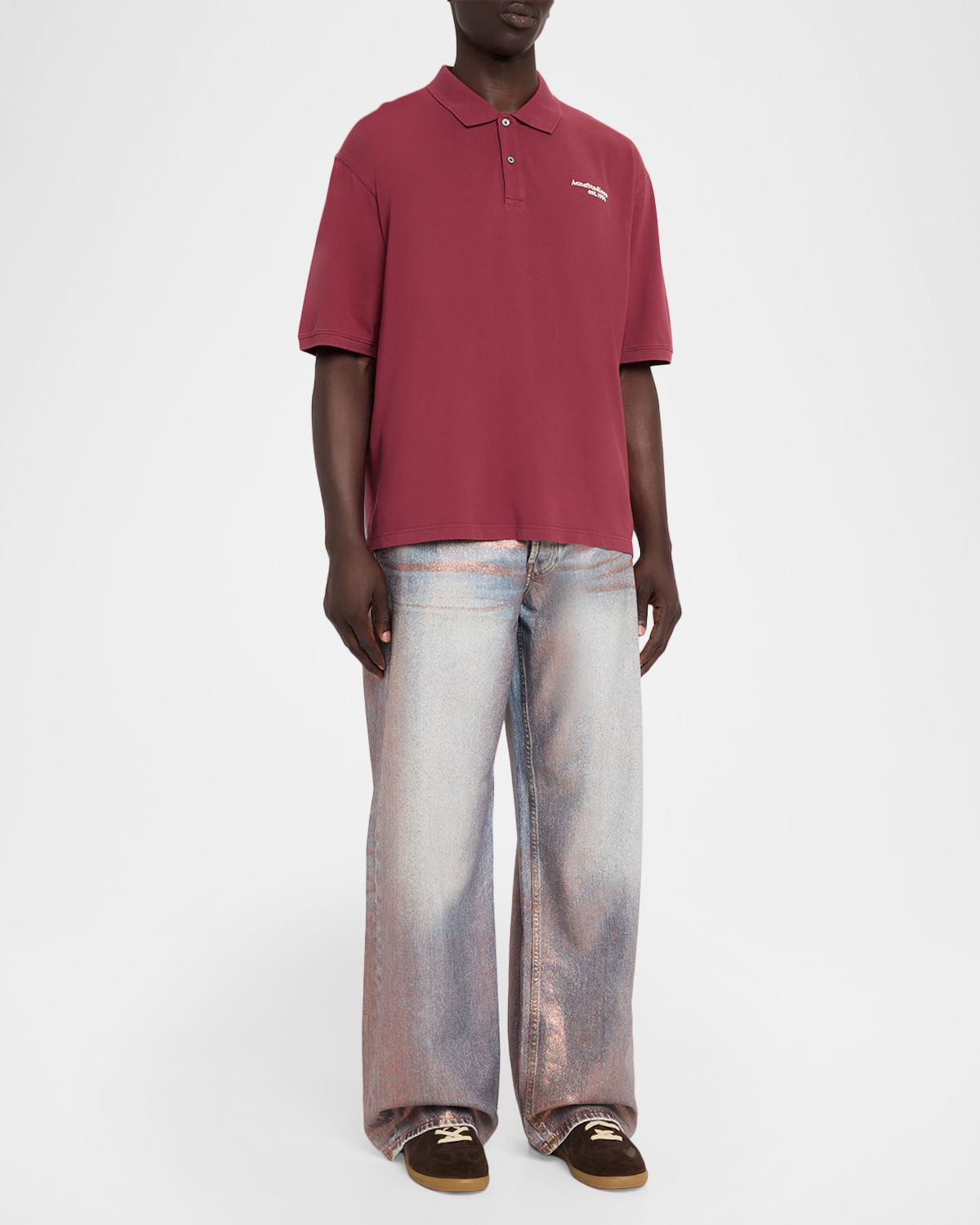 Acne Studios Men 's Egnes Cotton Logo Polo Shirt