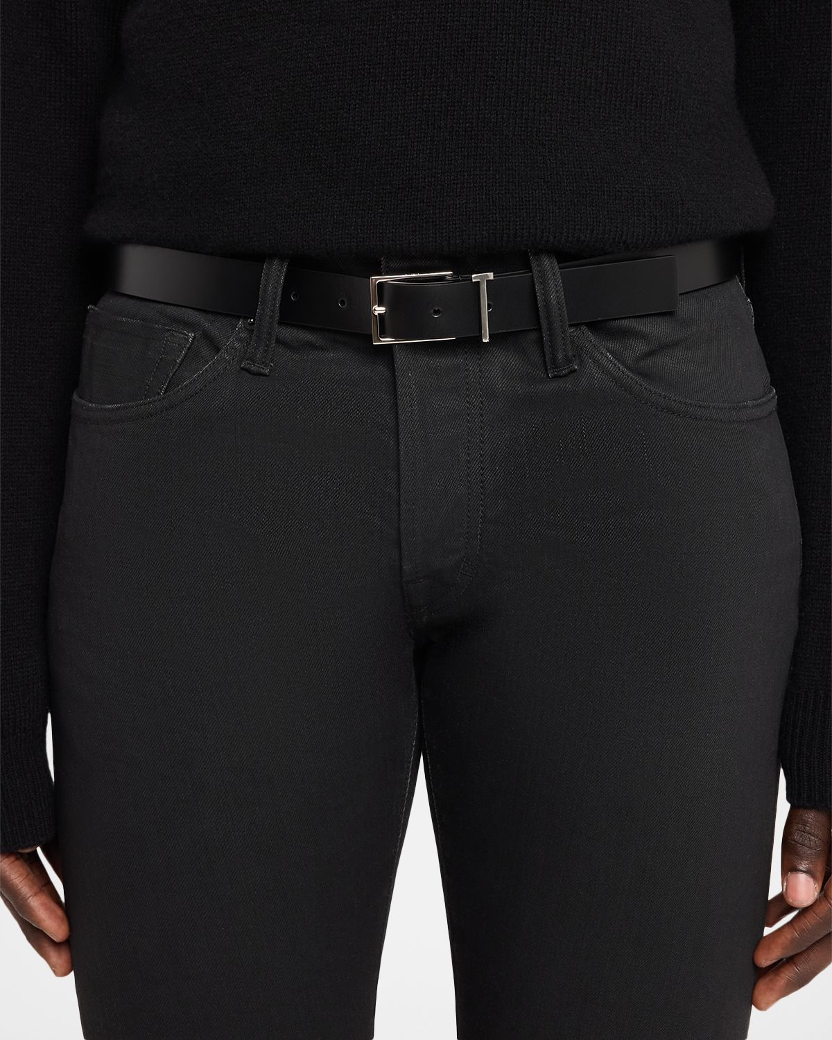 TOM FORD Men 's Leather T Loop Belt