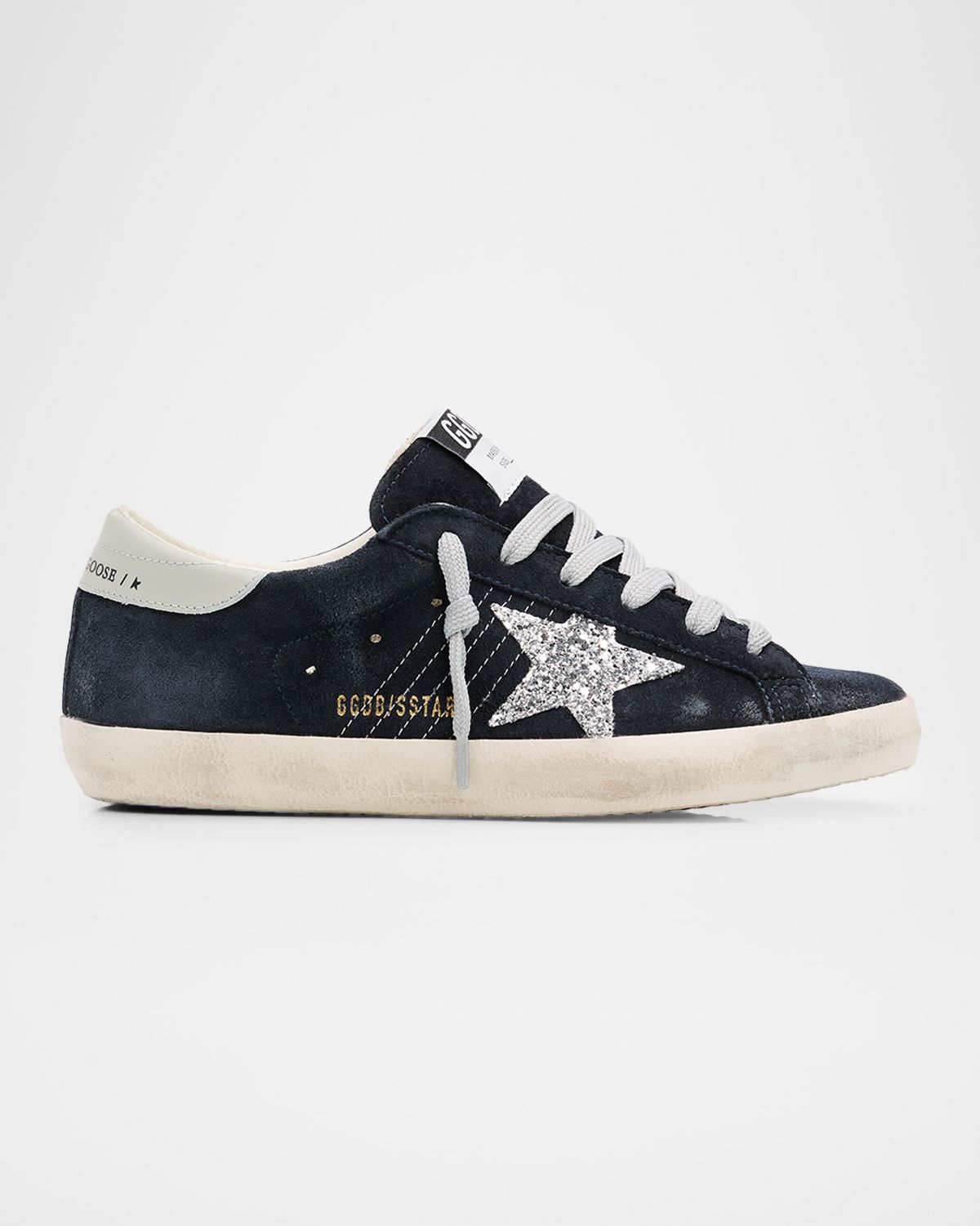 Golden Goose Super-Star Suede Glitter Low-Top Sneakers