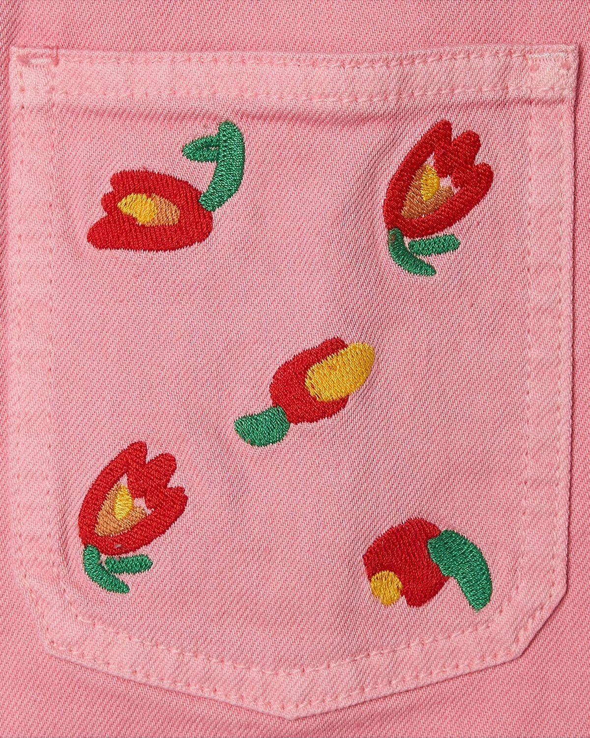 Stella Girl 's Short-Sleeve Embroidered Gabardine Dress, Size 4-12