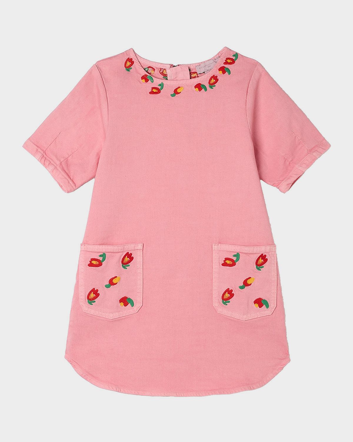 Stella McCartney Kids Girl 's Short-Sleeve Embroidered Gabardine Dress, Size 4-
