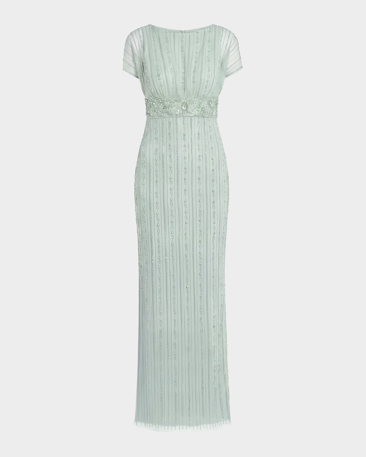 Mac Duggal Embellished Mesh Blouson Column Gown