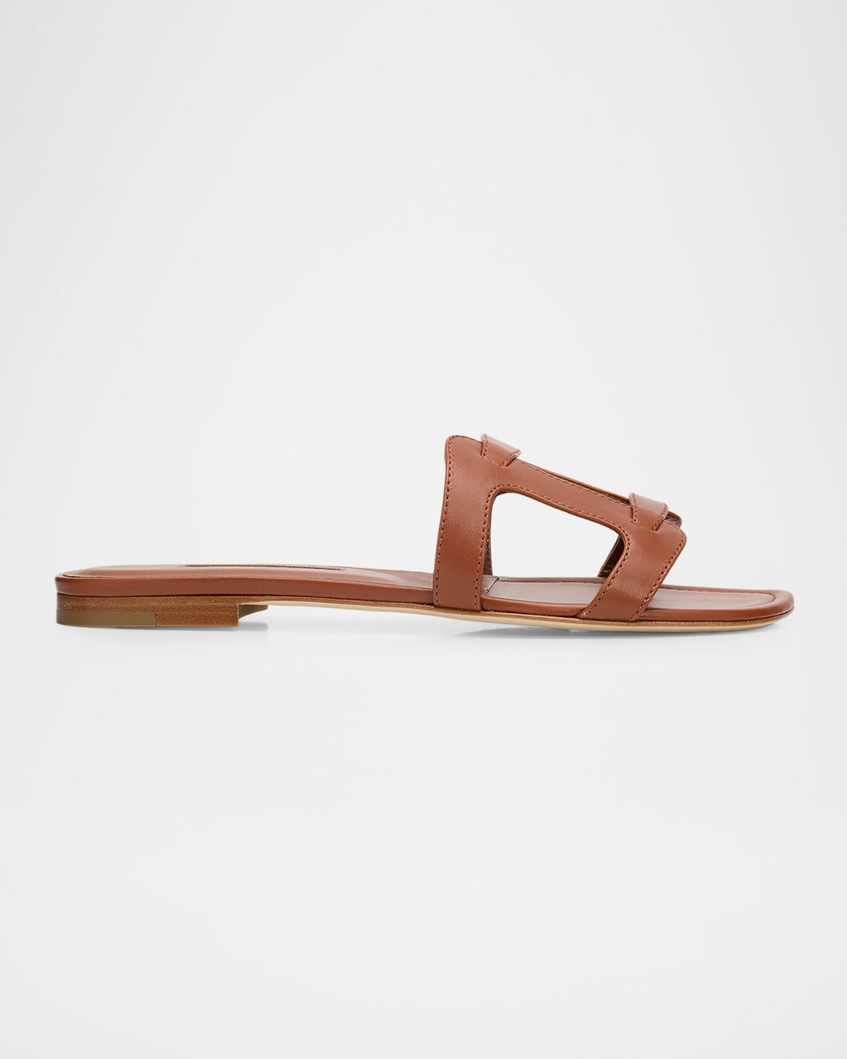 Manolo Blahnik Grellanu Leather Flat Slide Sandals