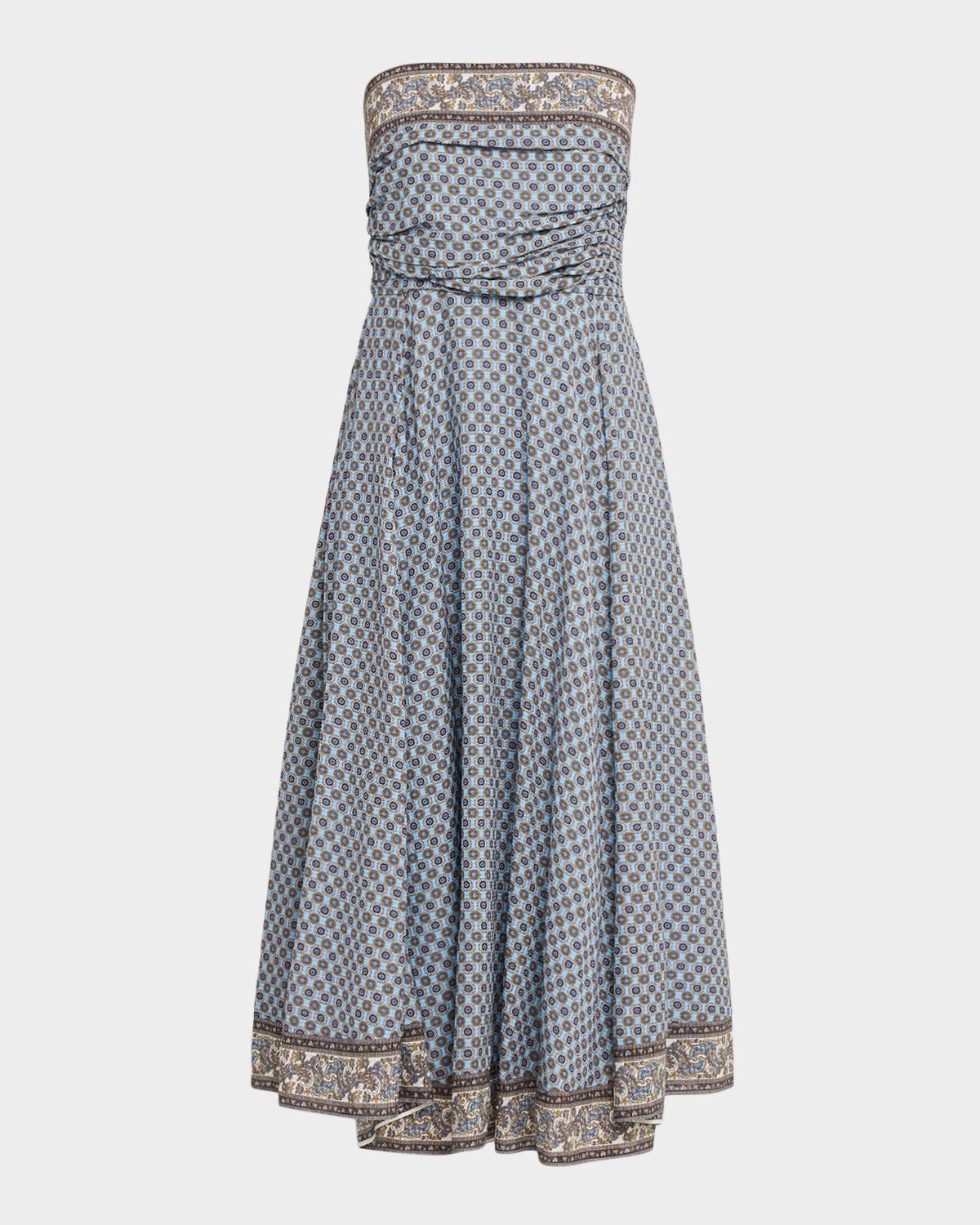 Veronica Beard Lana Smocked Scarf-Print Midi Dress