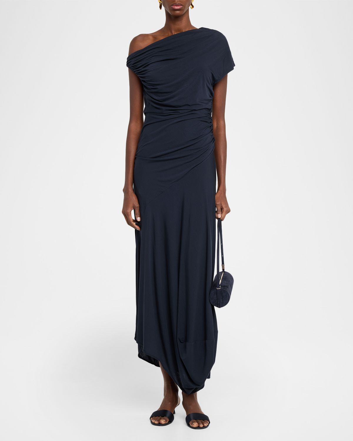 A.L.C. Halle Ruched Asymmetric Jersey Dress