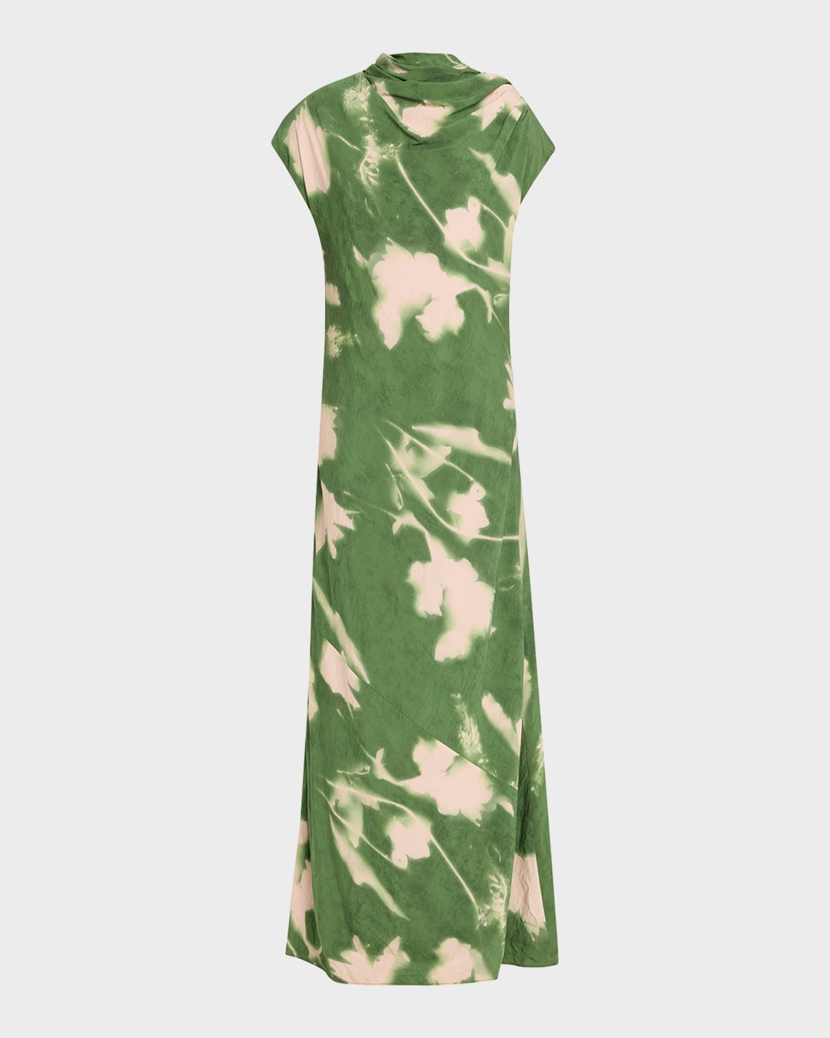 Lela Rose Abstract Floral Crepe A-Line Cap-Sleeve Gown