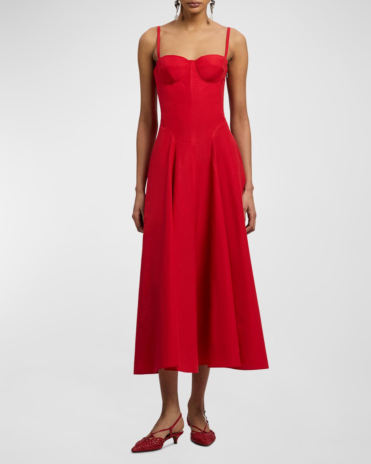 Ralph Lauren Collection Sleeveless Basque-Waist Bustier Midi Dress