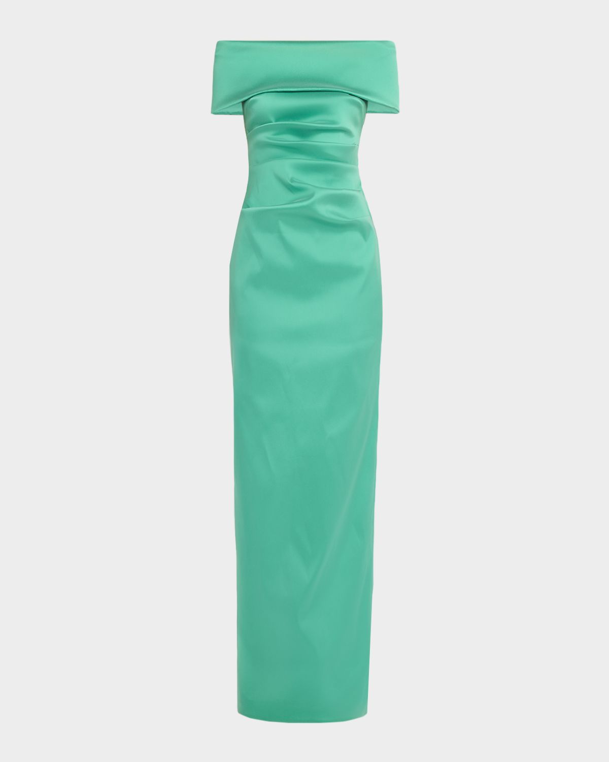 Rickie Freeman for Teri Jon Off-Shoulder Mikado Column Gown