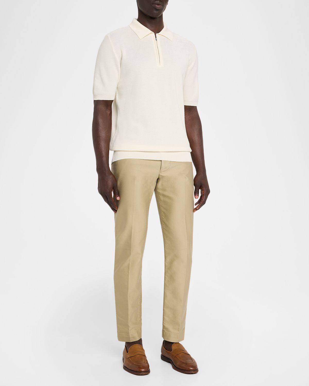 Isaia Men 's Wool and Silk Half-Zip Short-Sleeve Polo Sweater