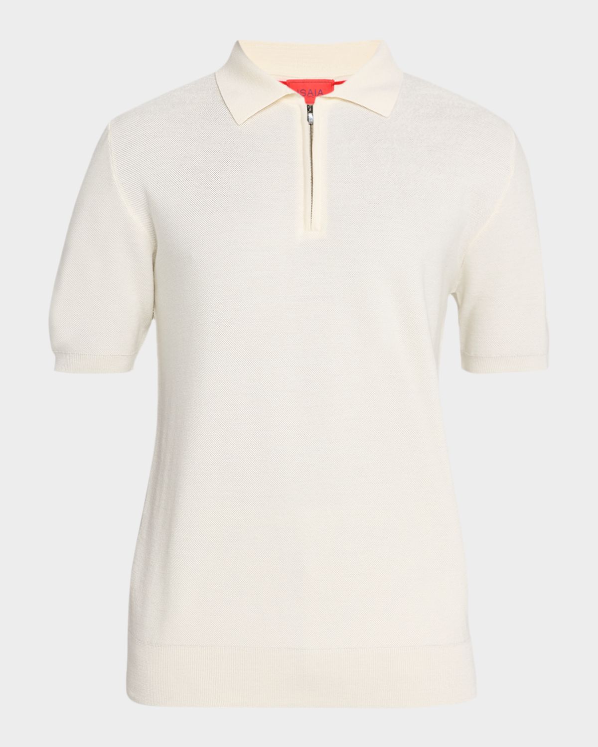 Isaia Men 's Wool and Silk Half-Zip Short-Sleeve Polo Sweater
