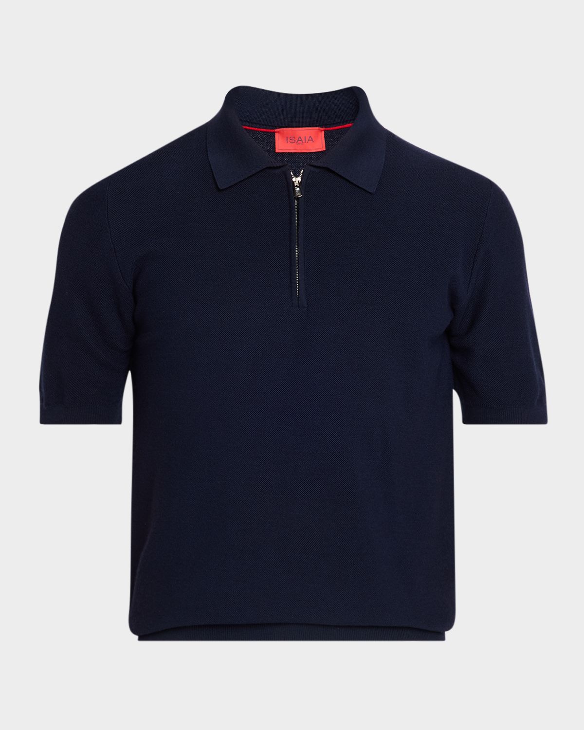 Isaia Men 's Wool and Silk Half-Zip Short-Sleeve Polo Sweater | Thumbnail 6 Isaia Men 's Wool and Silk Half-Zip Short-Sleeve Polo Sweater | Thumbnail 6