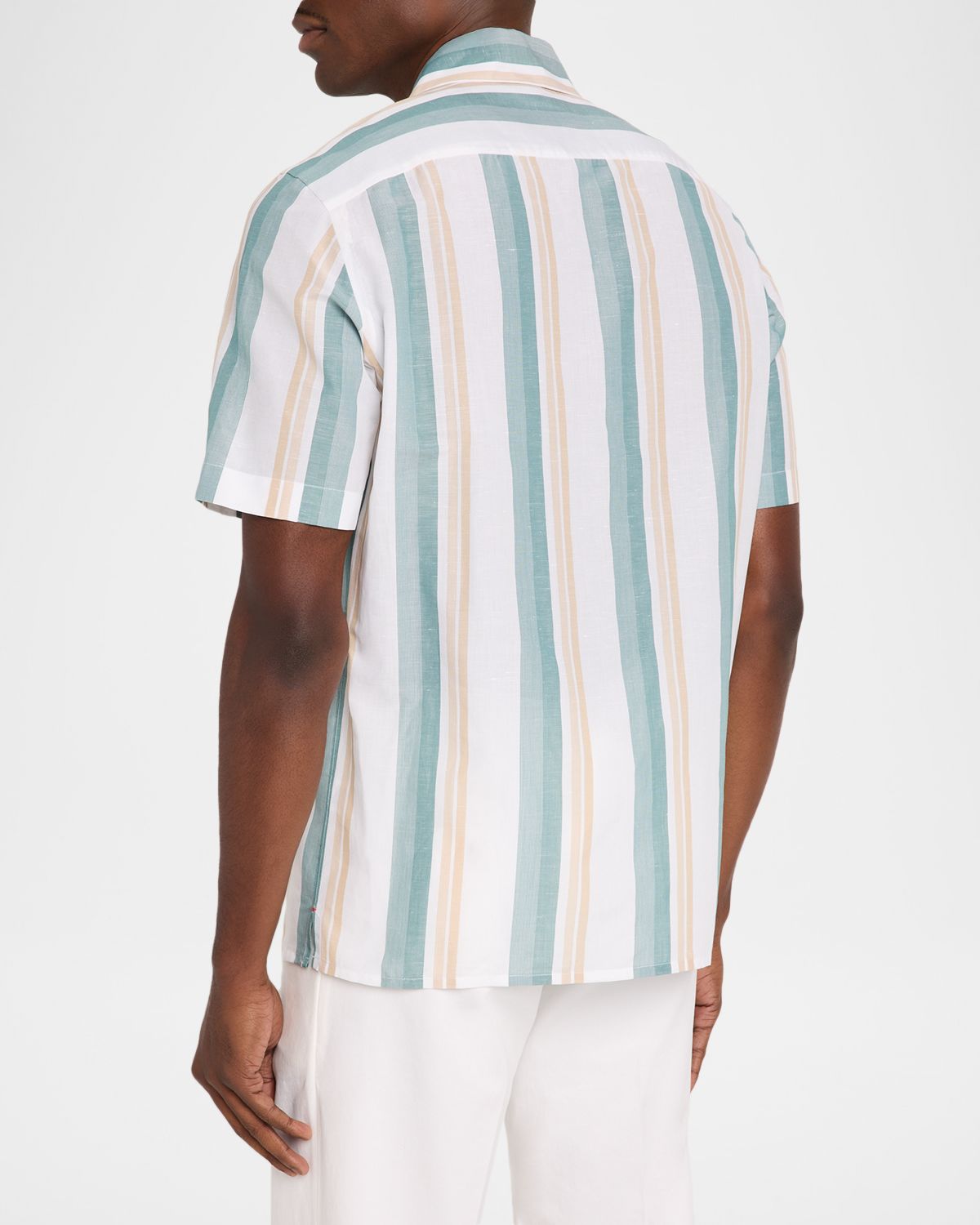 Isaia Men 's Cotton-Linen Striped Shirt | Thumbnail 3 Isaia Men 's Cotton-Linen Striped Shirt | Thumbnail 3