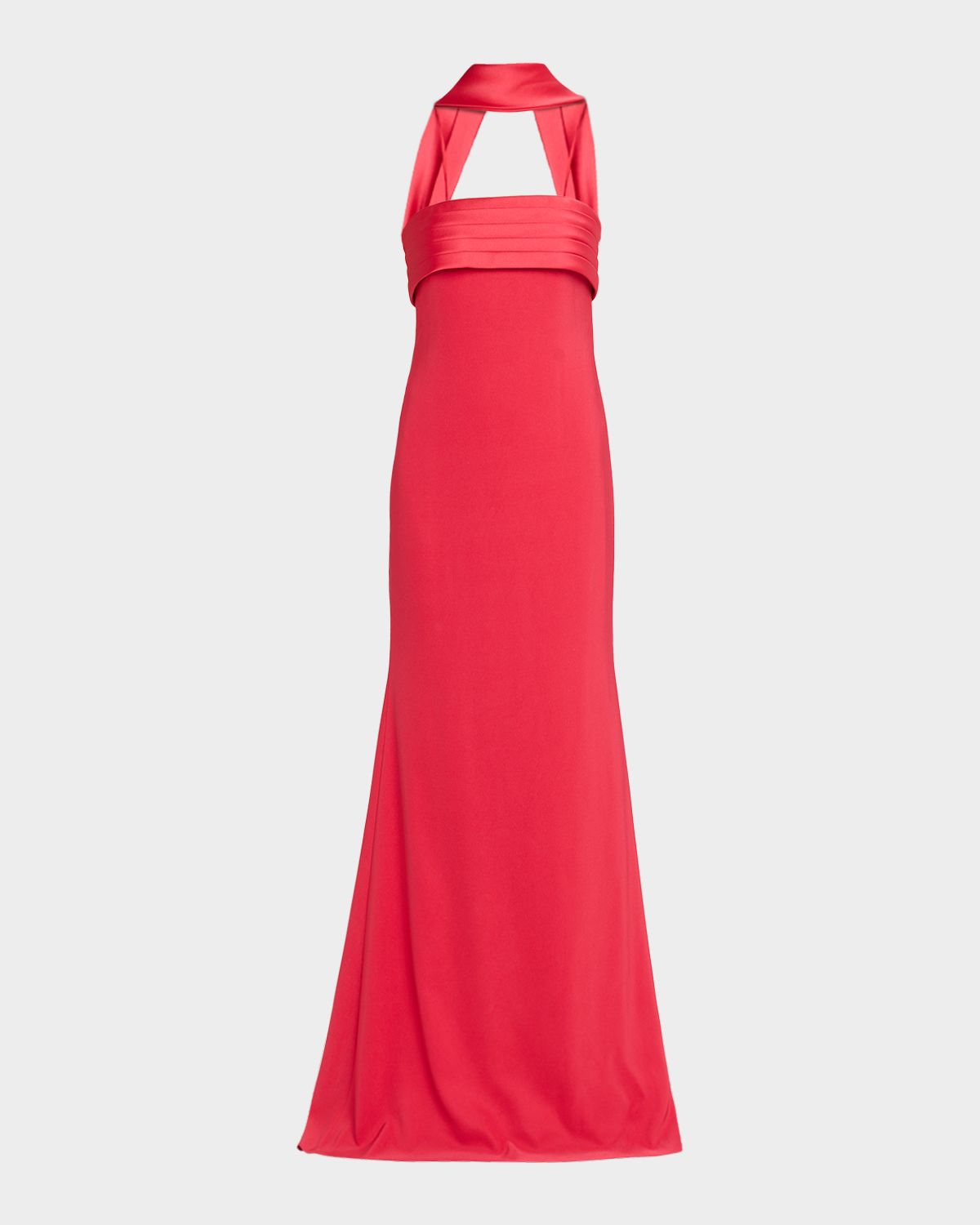 Badgley Mischka Strapless Crepe A-Line Evening Gown