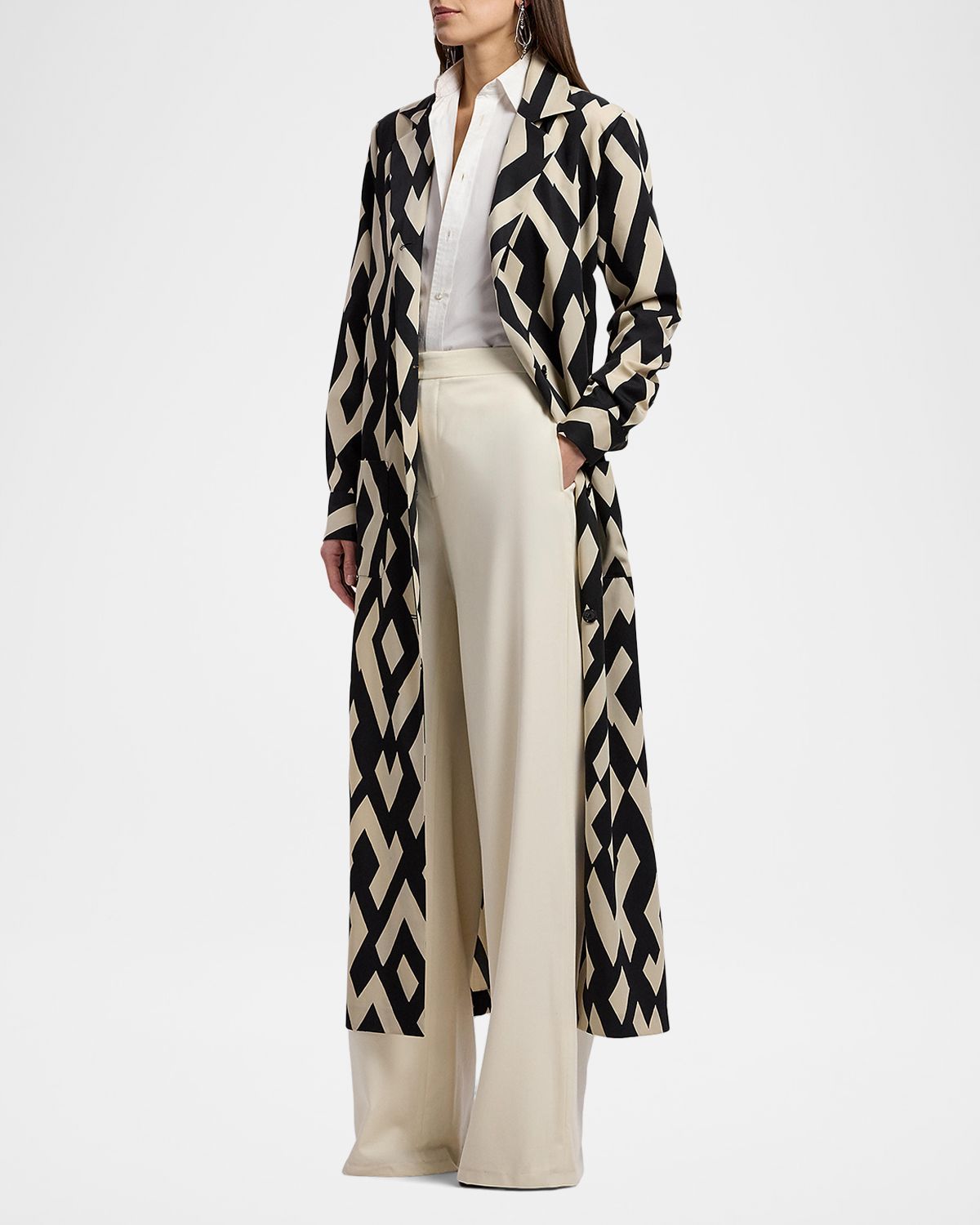 Ralph Lauren Collection Geo Wool Crepe Long Coat