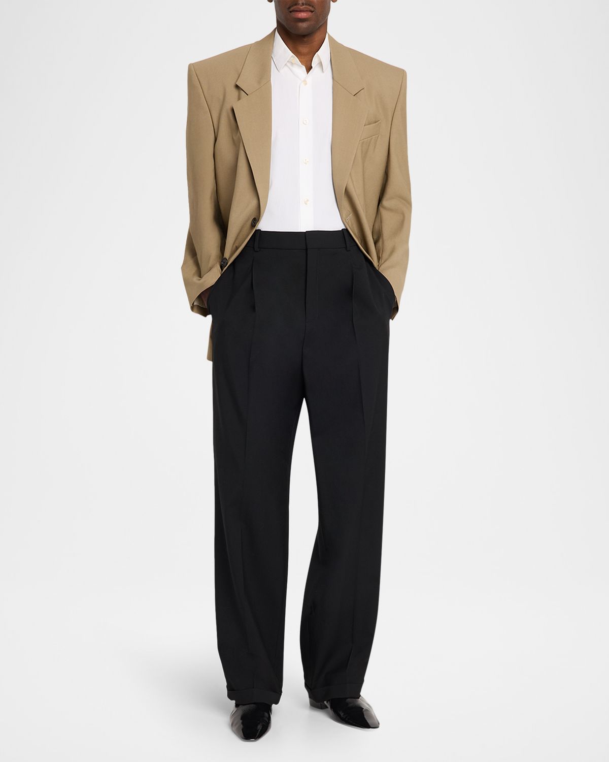 Saint Laurent Men 's Wool and Mohair Oversized Two-Button Blazer | Thumbnail 8 Saint Laurent Men 's Wool and Mohair Oversized Two-Button Blazer | Thumbnail 8