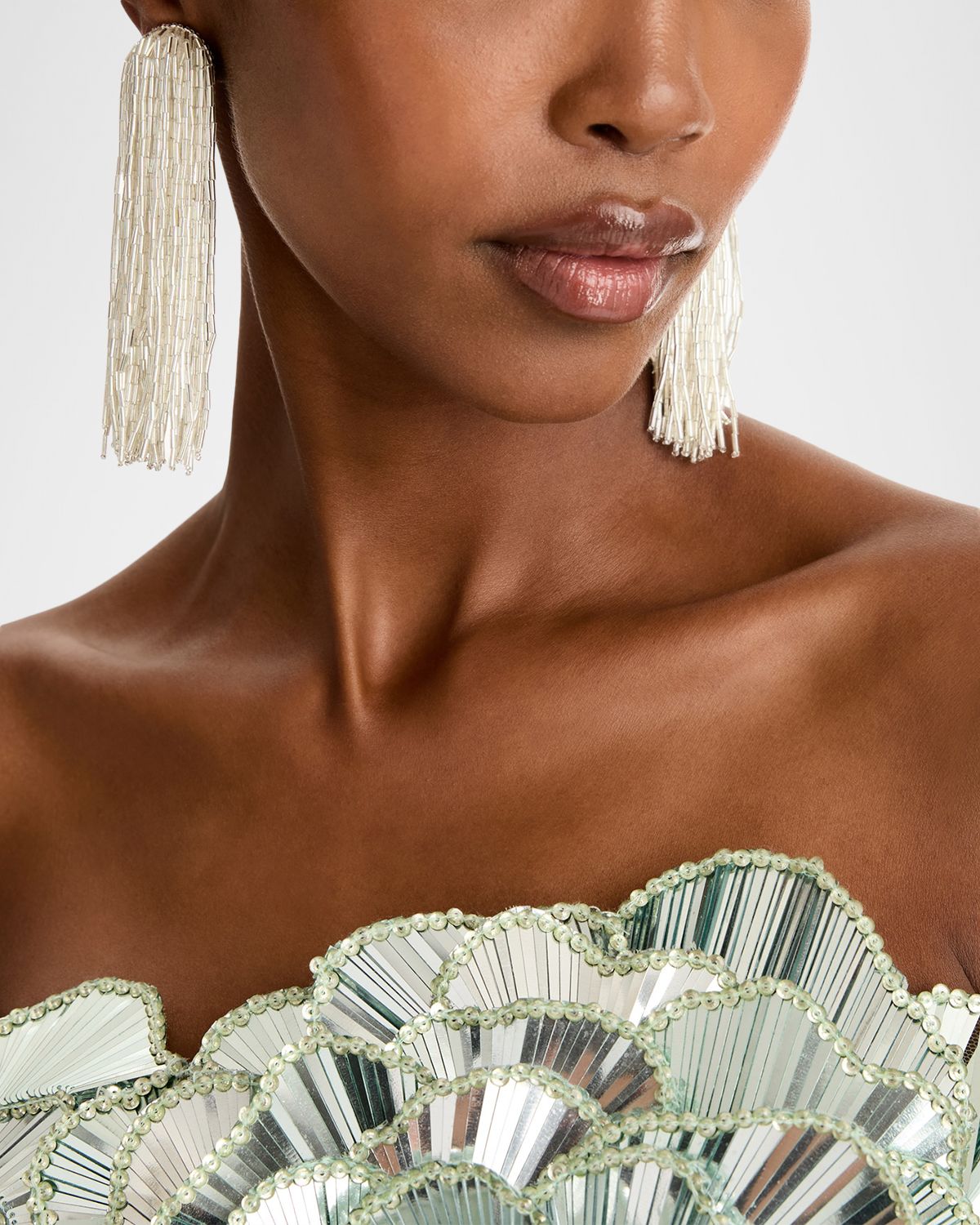Oscar de la Renta Cascade Tassel Drop Clip-On Earrings