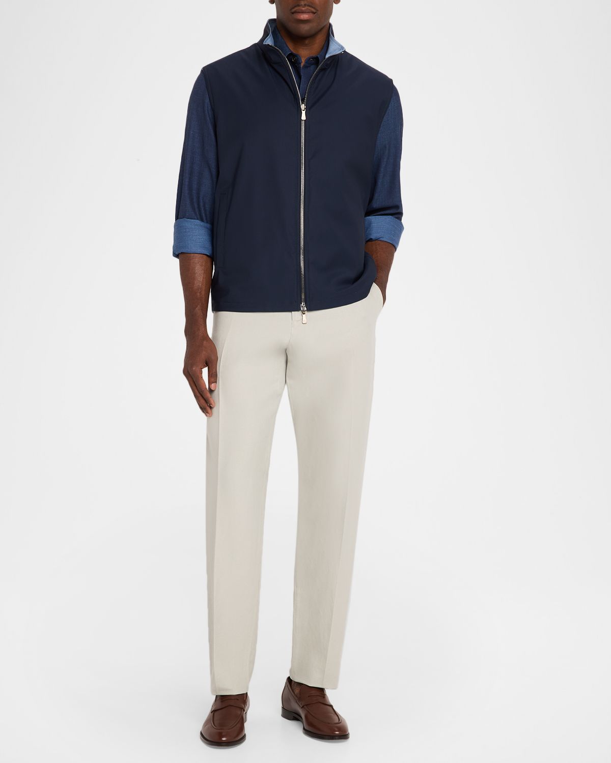 Isaia Men 's Cotton and Linen Straight-Leg Pants