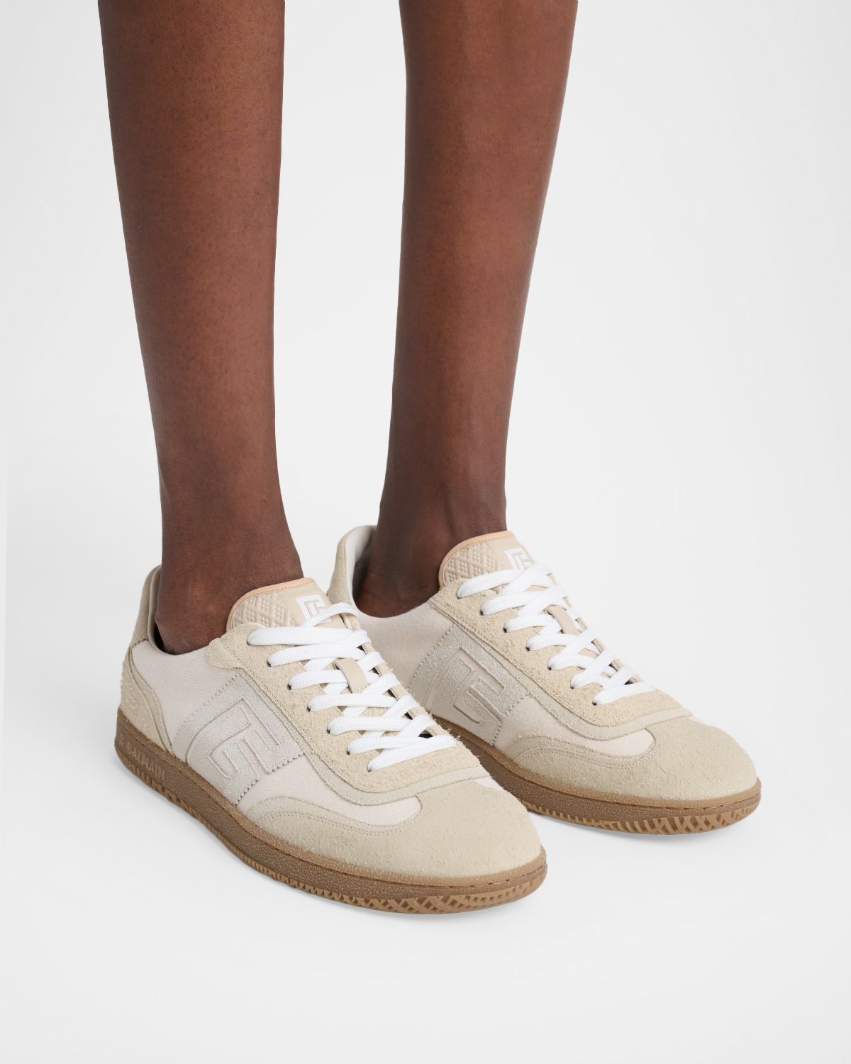 Balmain Men 's Swan Suede and Canvas Low-Top Sneakers