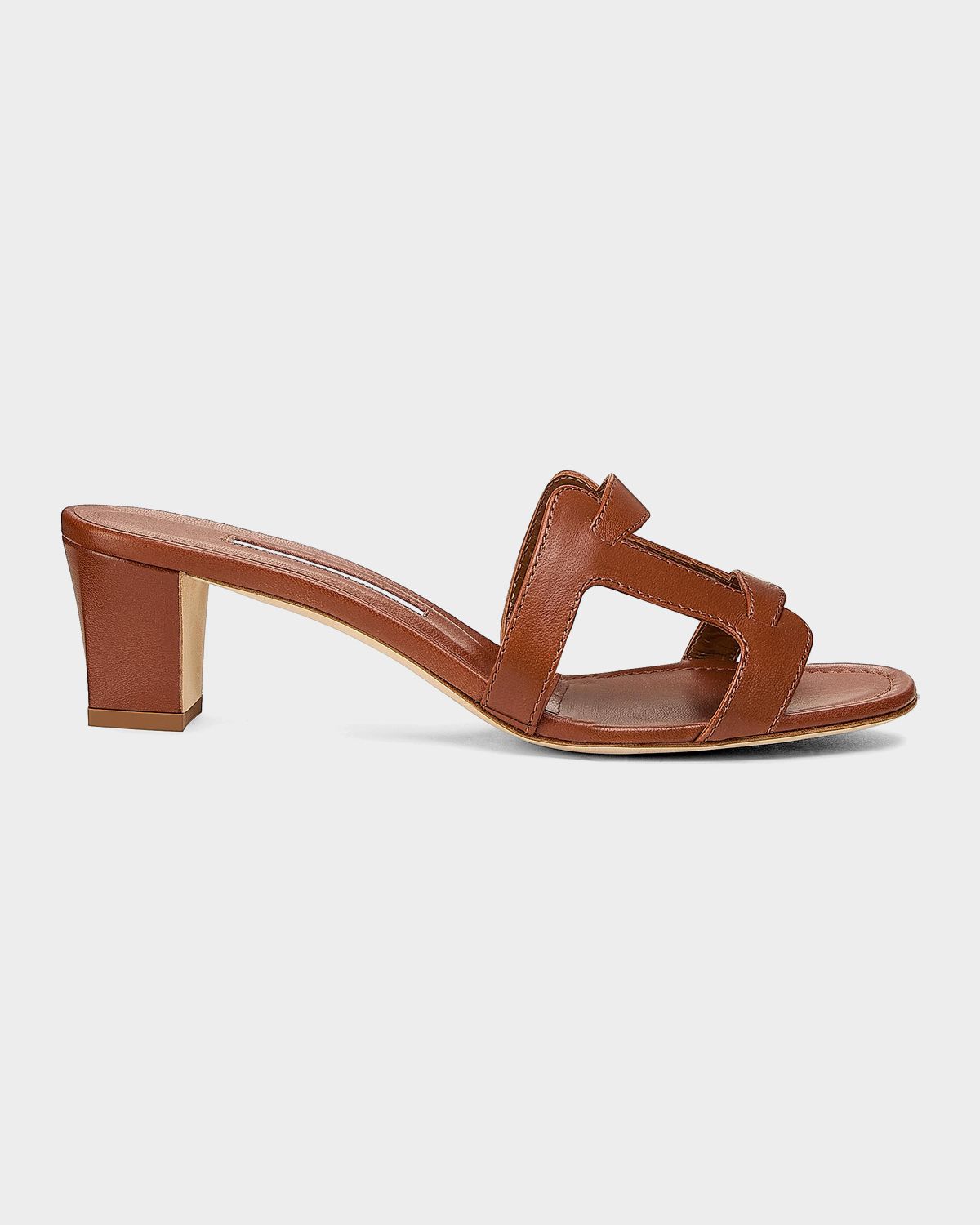 Manolo Blahnik 50mm Grellanu Leather Mule Sandals