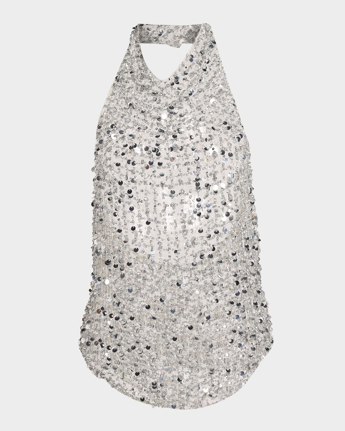 LAPOINTE Sequined Net Mesh Halter Top