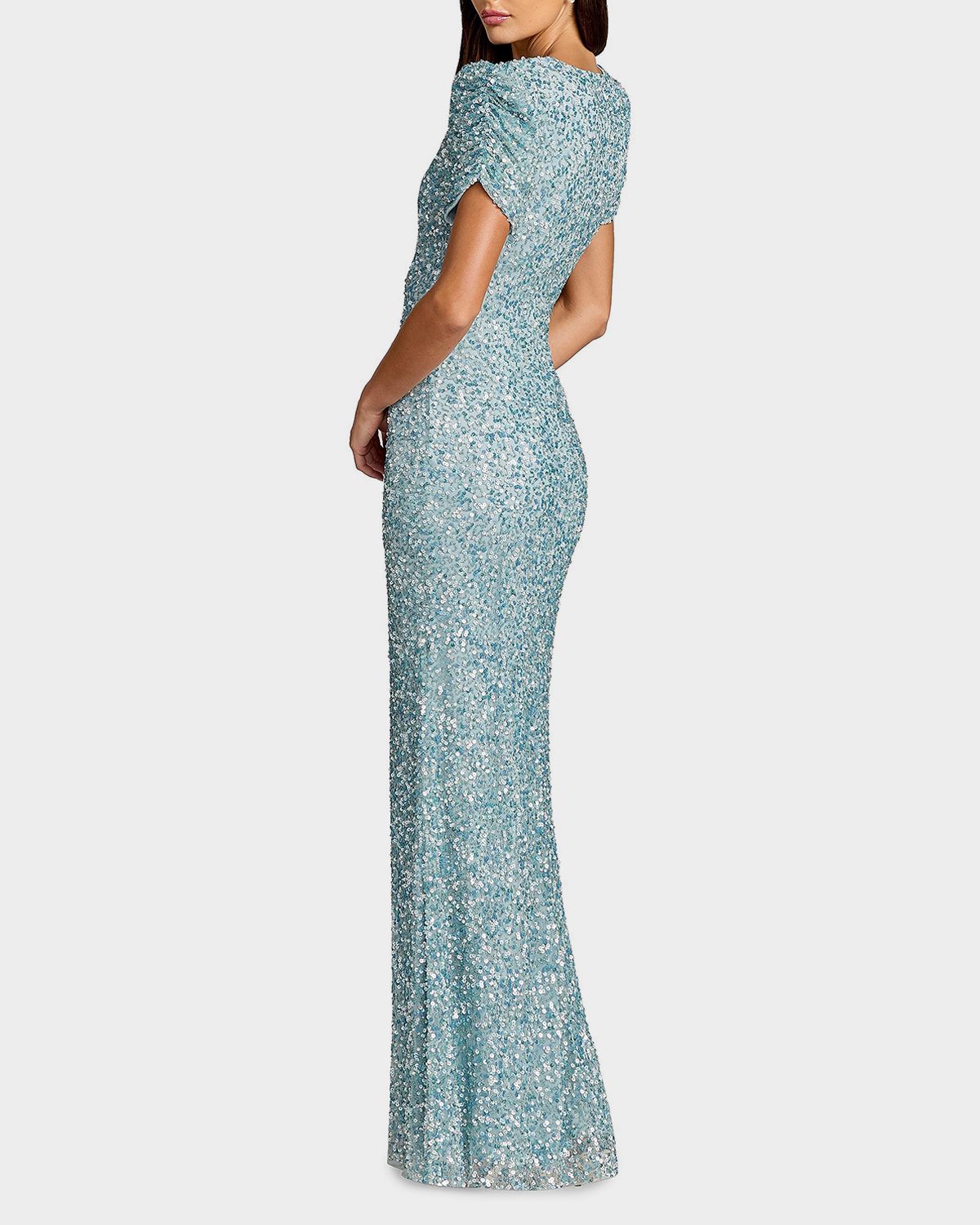 Mac Duggal Beaded Mesh Short-Sleeve Gown | Thumbnail 3 Mac Duggal Beaded Mesh Short-Sleeve Gown | Thumbnail 3