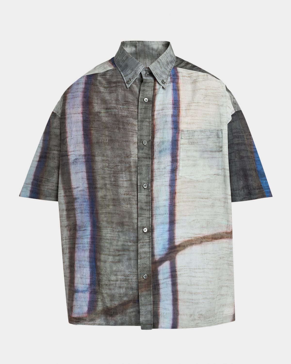 Giorgio Armani Men 's Abstract Cotton and Silk Short-Sleeve Shirt