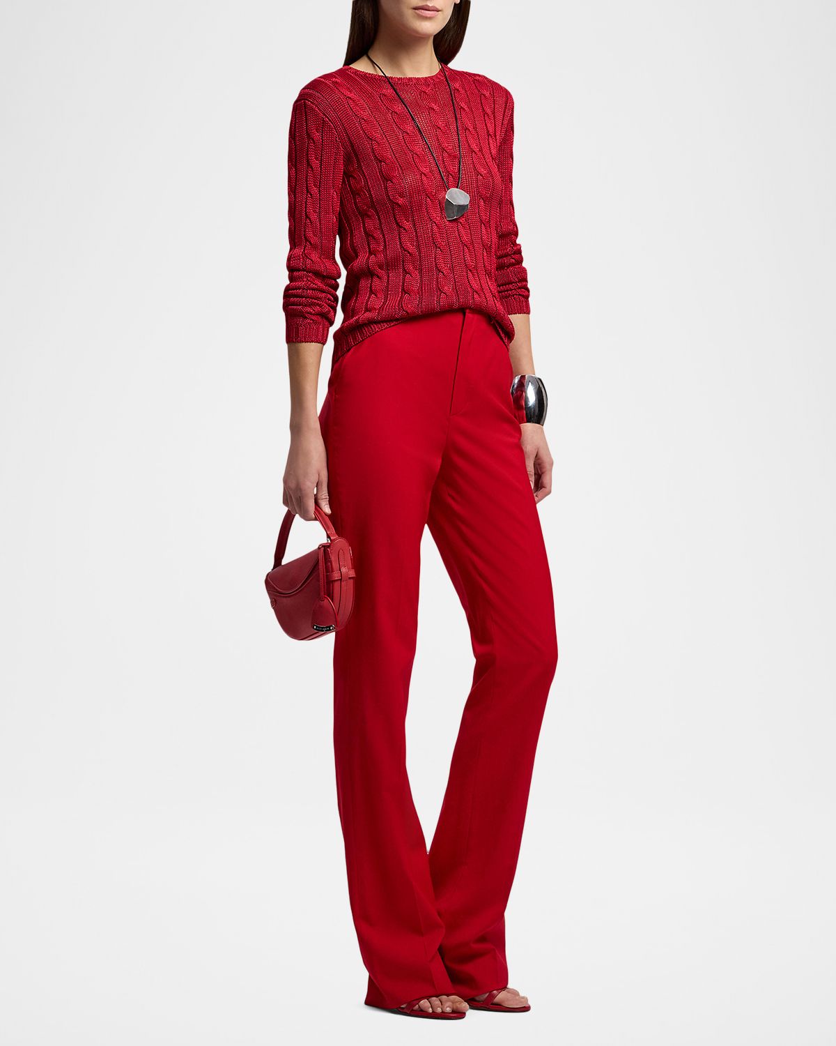 Ralph Lauren Collection High-Rise Wool Cady Bootcut-Leg Pants