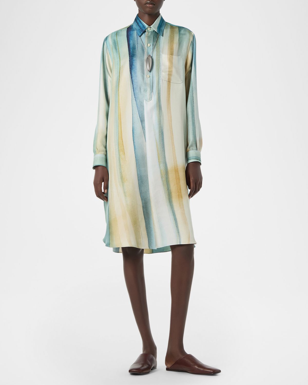 Loro Piana Kailee Abstract-Print Silk Twill Shirtdress
