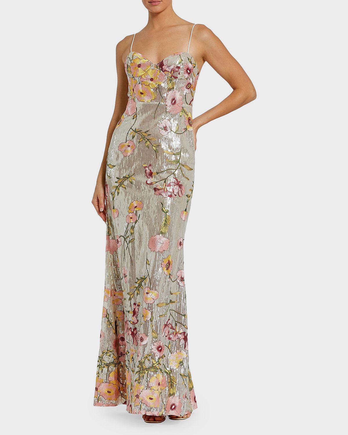 Mac Duggal Bustier Floral Appliqué Gown