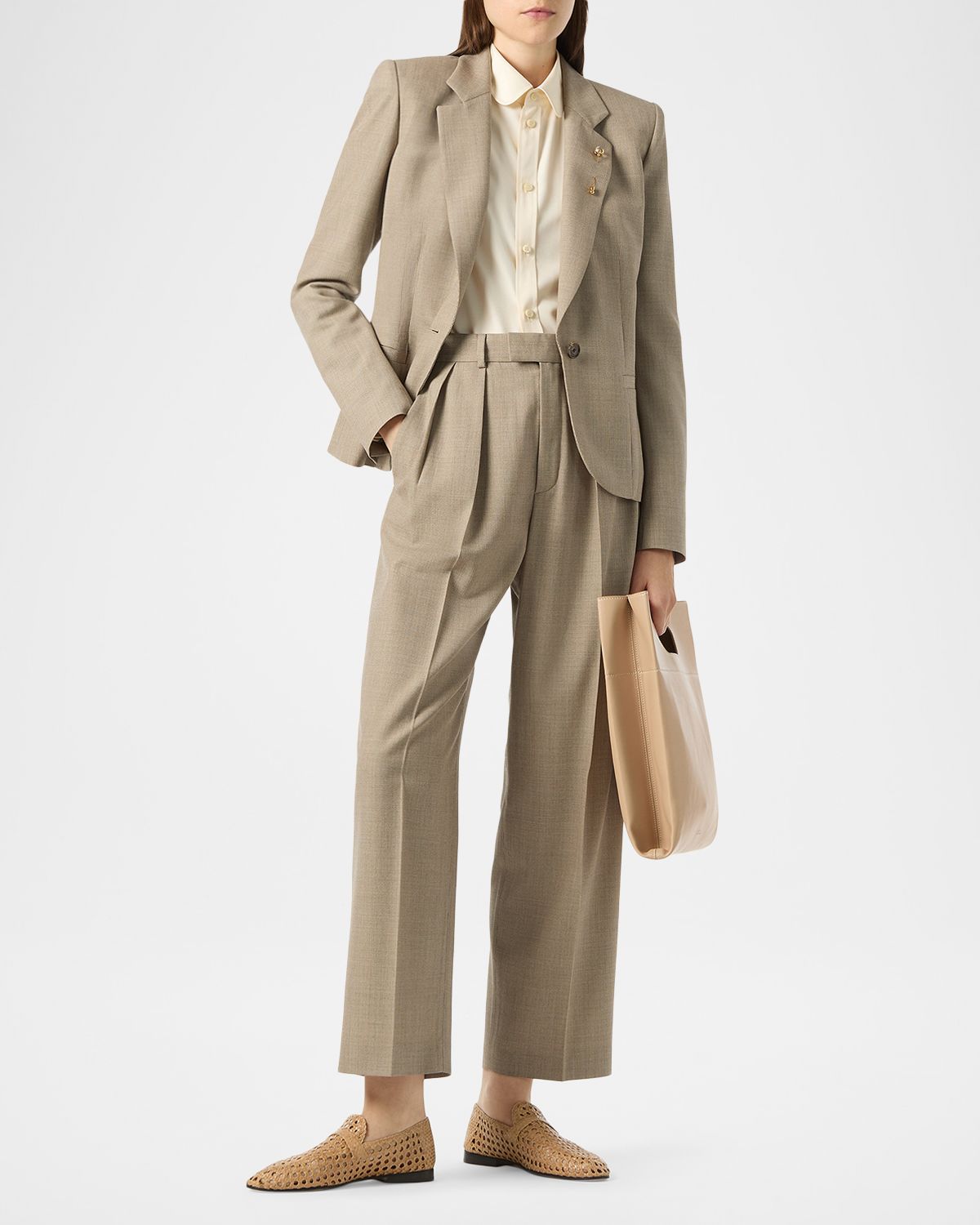 Loro Piana Rodger Pleated Wide-Leg Ankle Trousers