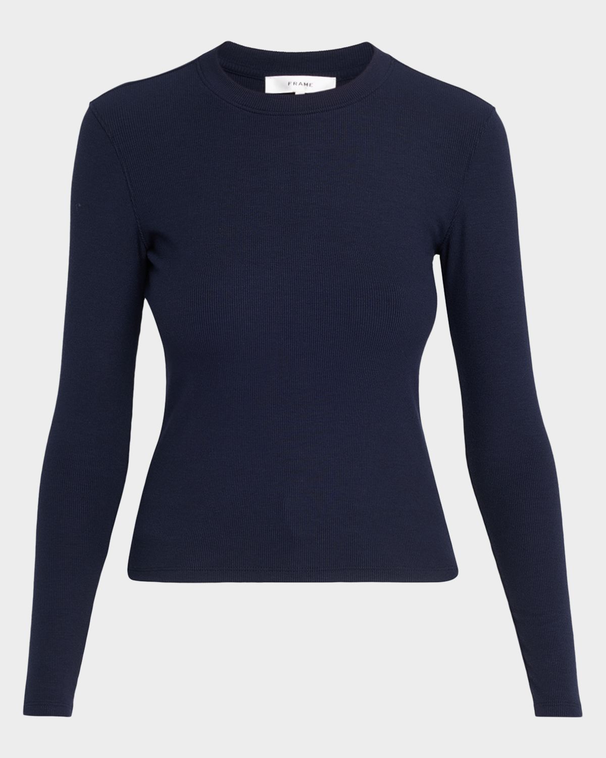 FRAME The Long-Sleeve Ribbed Crewneck Top
